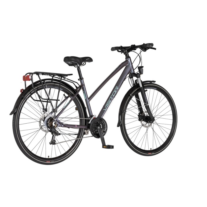 Дамски трекинг велосипед Visitor Terra Lady Kameleon, с променящ се цвят, лилаво-зелен