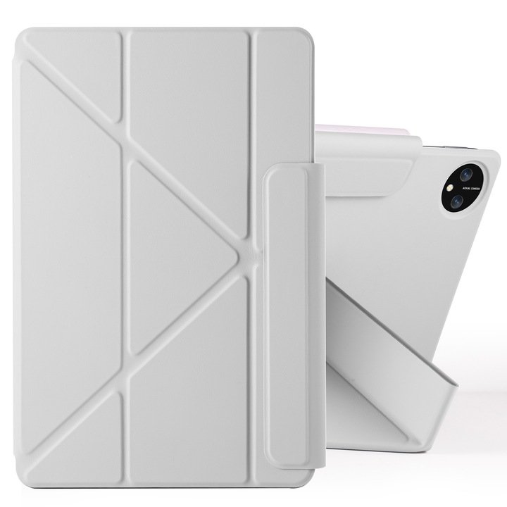 Калъф за таблет Honor MagicPad 2 12.3, кожа с TPU, с фиксирани закопчалки, магнитна деформация, сив