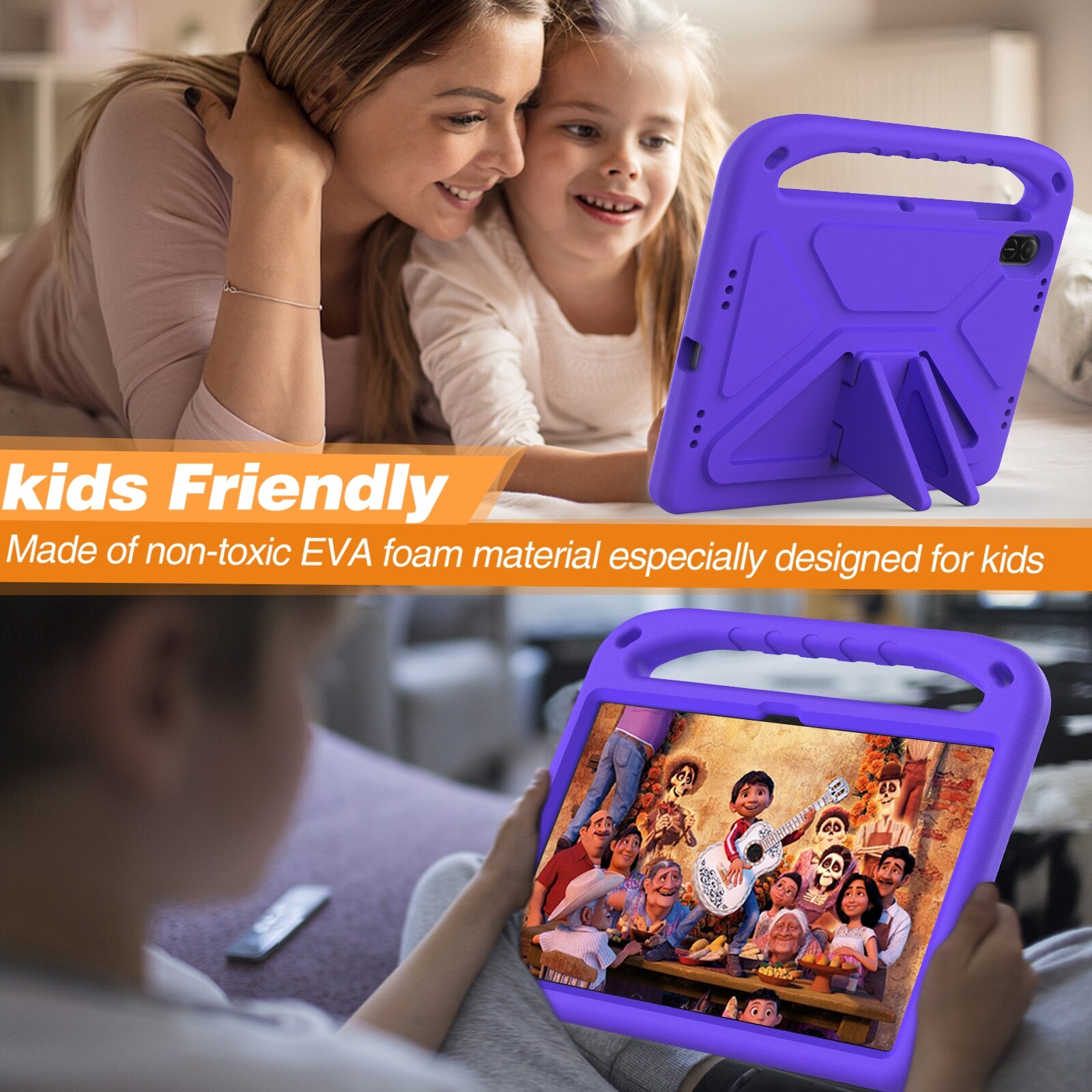 Husa tableta pentru Honor Pad X8a, EVA portabila cu manere, rezistenta la socuri, mov