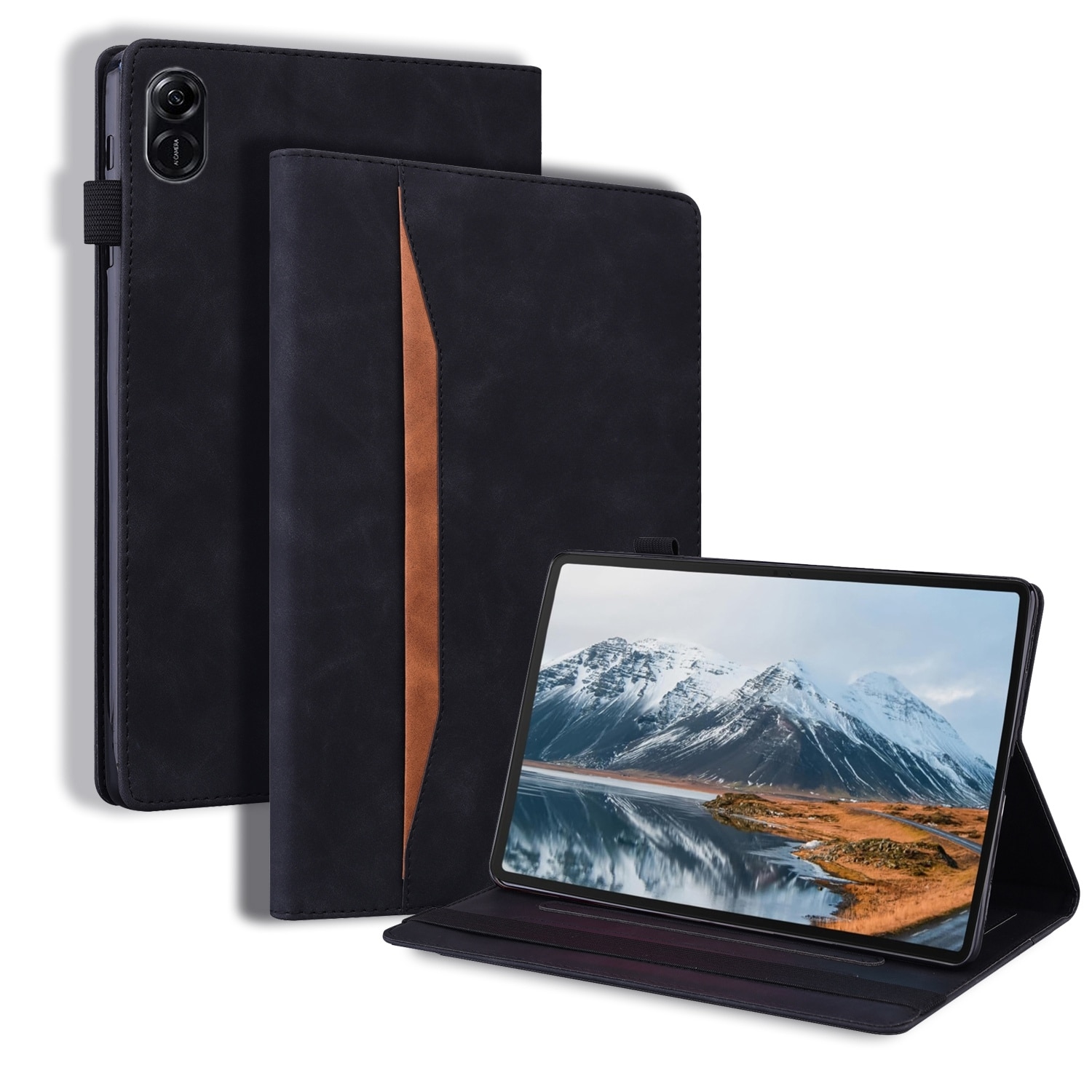 Husa tableta pentru Honor Pad X8a, piele si TPU, design anti-soc, inchidere magnetica, suport, compatibil cu modelul X8a, negru