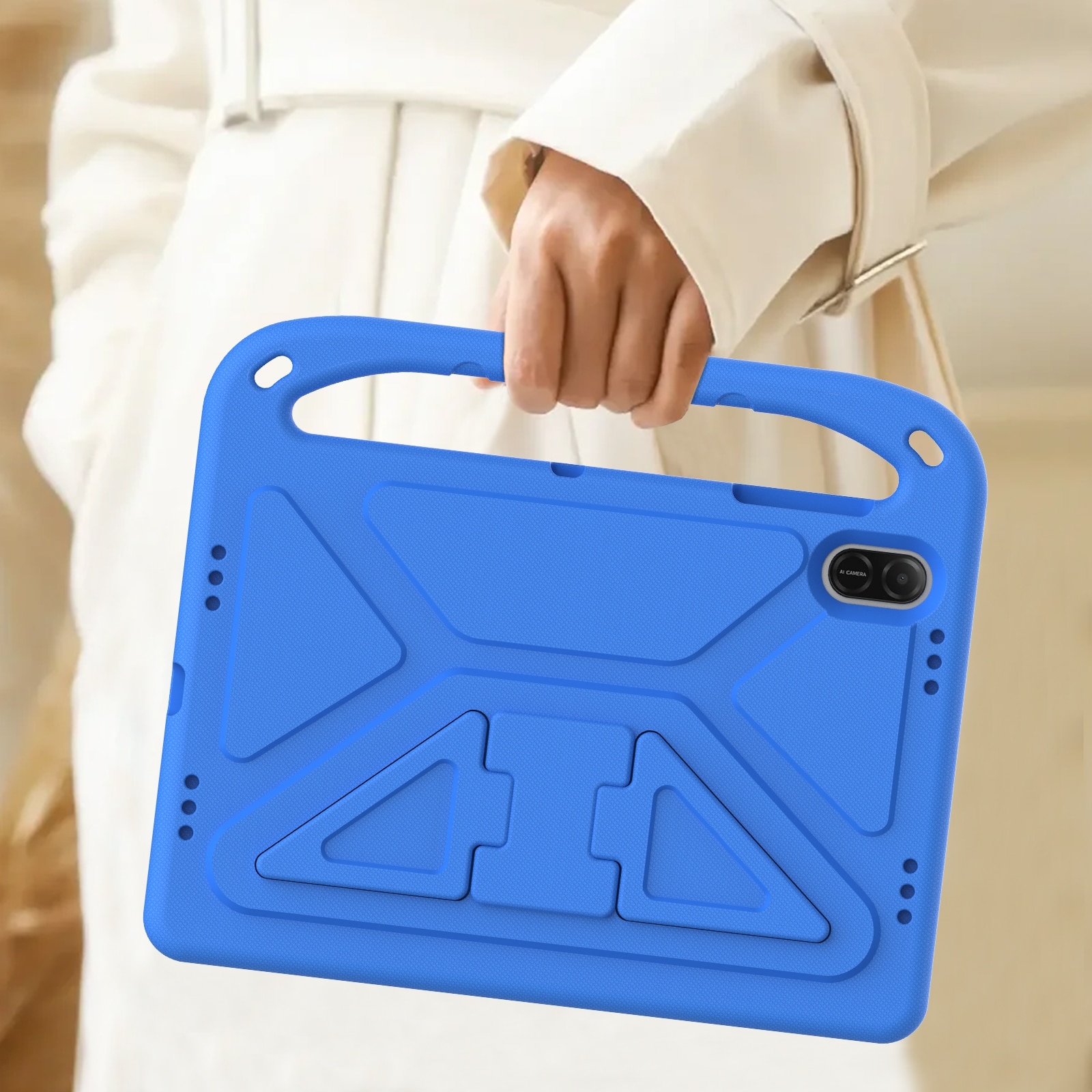 Husa tableta pentru Honor Pad X8a, portabila cu maner, din EVA rezistent la socuri, in culoare albastru