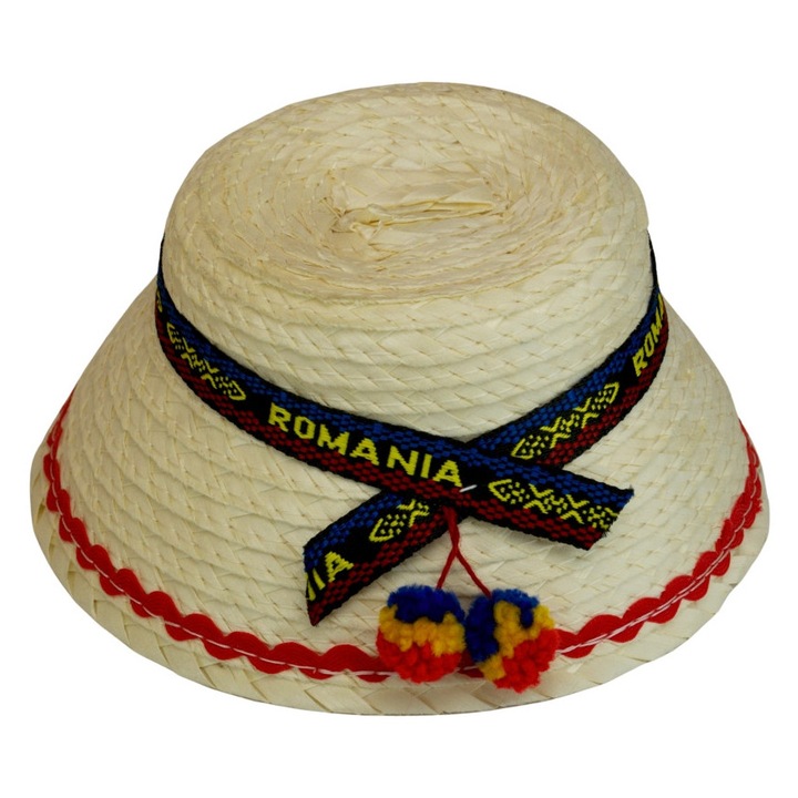 Palarie clop Romania mare, rosu, palarie osan paie Maramureseana, OnemisFlot