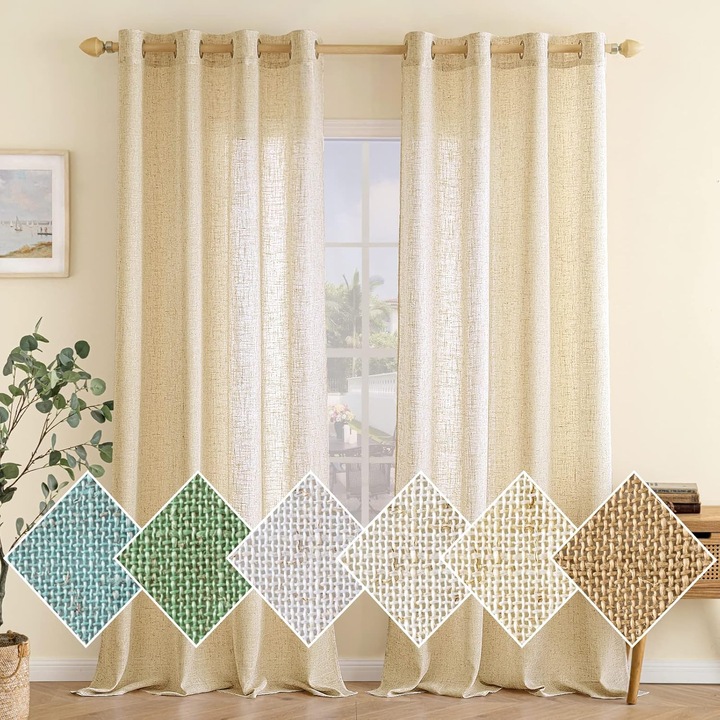 Miulee függöny, 140 x 260 cm, átlátszatlan, gyűrűs rögzítés, világos bézs