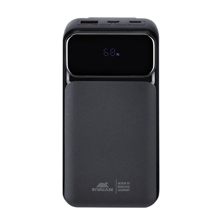 RIVACASE Hordozható Akkumulátor VA2221 20000 mAh Fekete EU, 3 Beépített Kábel