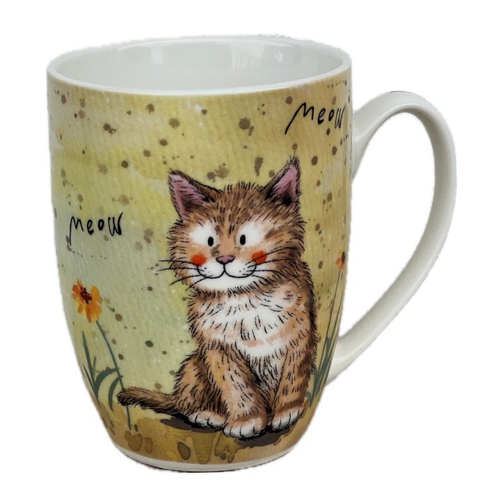 Cana ceramica, Pisica, Galben, 350 ml NICHITA