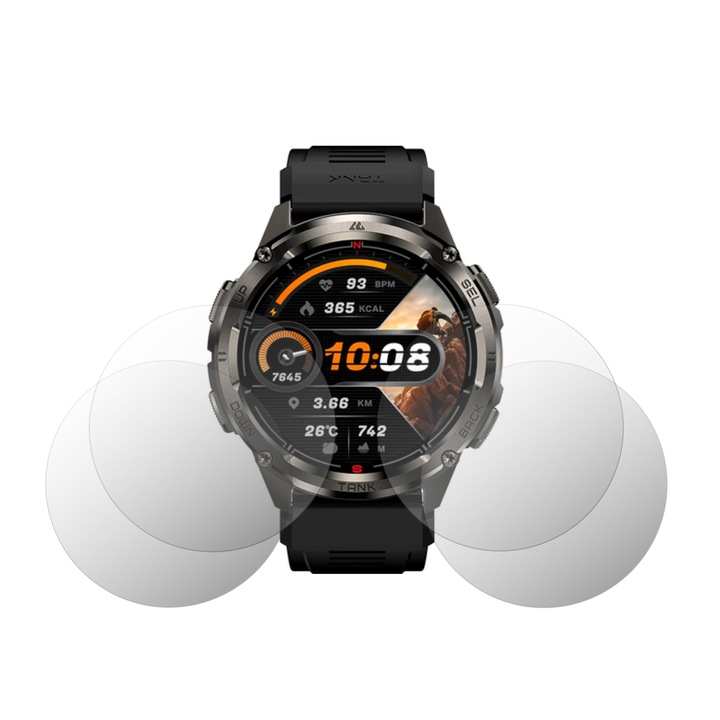 4 darabos iSkinz képernyővédő fólia Kospet Tank T3 Ultra 2 készülékhez, Invisible Skinz HD, ultra-átlátszó szilikon teljes lefedettséggel, öntapadós és rugalmas
