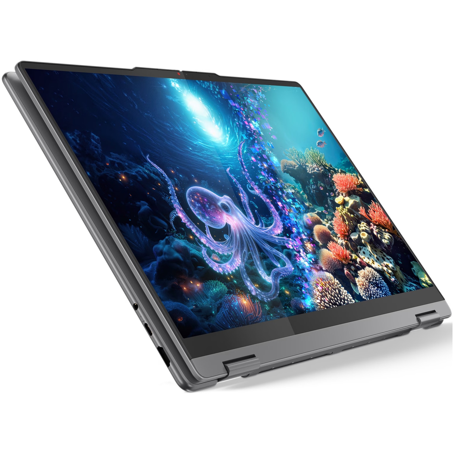 Laptop Lenovo Yoga 7 2-in-1 16ILL10 cu procesor Intel® Core Ultra 7 256V pana la 4.8GHz, 16" 2.8K, WQXGA+, OLED, 120Hz, Touch, 16GB LPDDR5x RAM, 512GB SSD, Intel® Arc™ Graphics, Windows 11 Home, Luna Grey, 3y on-site Premium Care