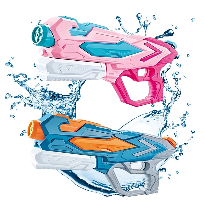Комплект от 2 водни пистолета за деца, OPTIM SOLUTION, 6+ години, летни играчки, басейн, плаж, вместимост 900 мл, 4 дюзи, водна пулверизатор, за охлаждане, ръчна система за изстрелване, игра на открито, лесен за употреба, XTO