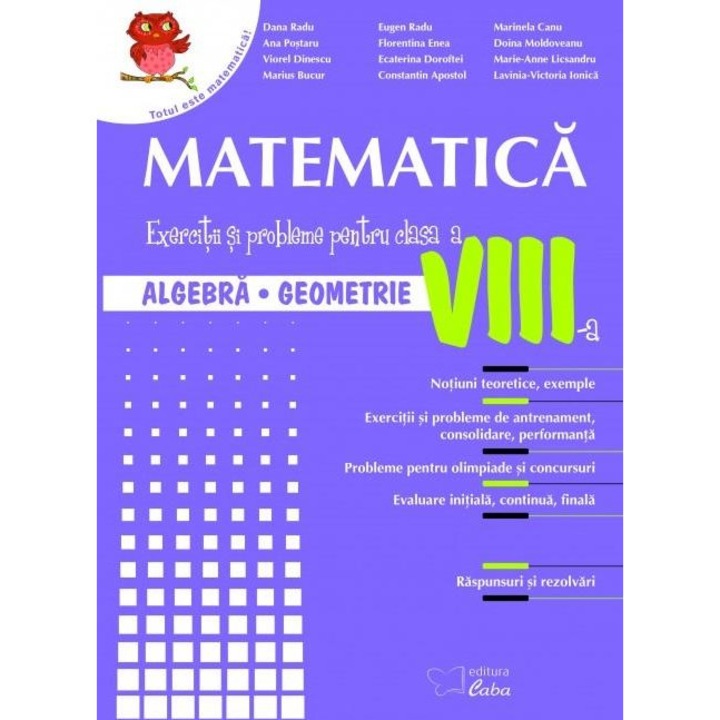 Matematica. Culegere pentru clasa a VIII-a, Dana Radu
