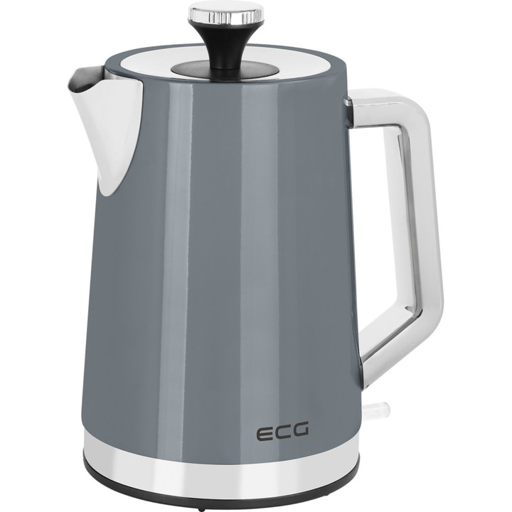 Fierbator electric ECG RK 1766 Vintage Scuro, 2200 W, 1.7 litri, otel inoxidabil, gri