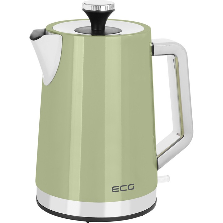 Fierbator electric ECG RK 1766 Vintage Olive, 2200 W, 1.7 litri, otel inoxidabil, verde olive