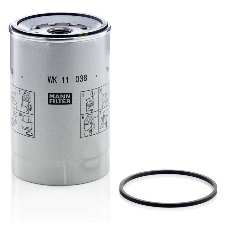 MANN FILTER üzemanyagszűrő Volvo FE II, III 05.12- modellekhez, 3 3/4-10 UNS, 1-14 UNS, 158x108mm