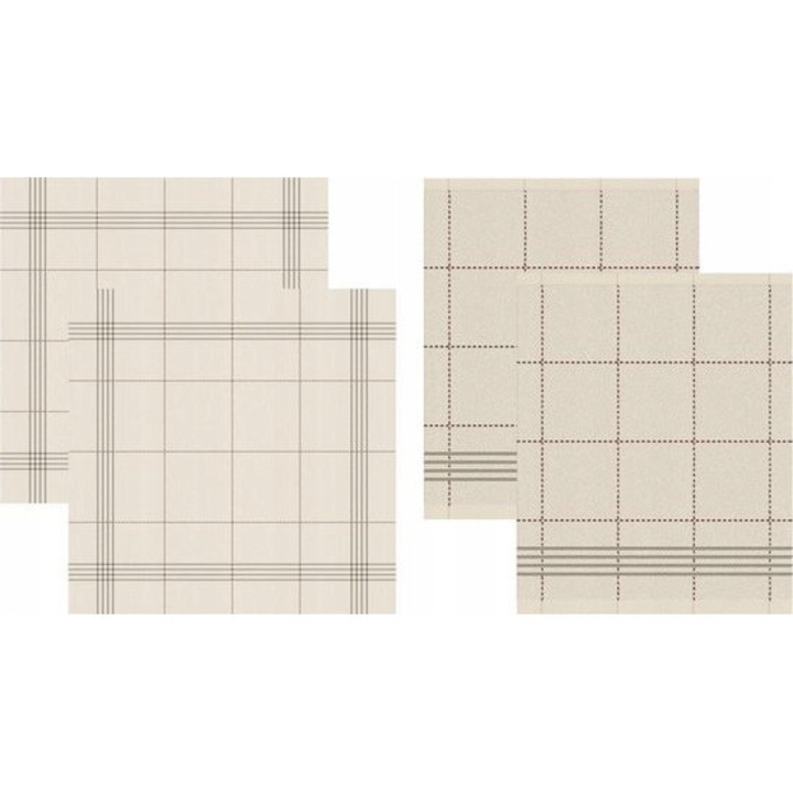 Set prosoape si servetele de bucatarie, Morvan, 100% bumbac organic, multicolor, 60x65cm, 4 piese