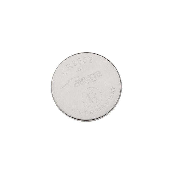 Baterie litiu, Akyga, CR2032, 3V, 210 mAh, Argintiu