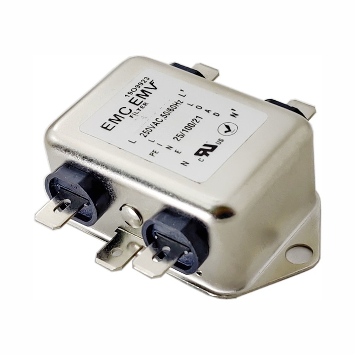 EMI филтър Akyga EN2030-6-F 6A, 6.3 мм конектори, метален корпус