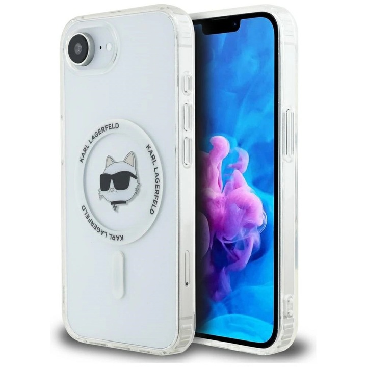 Karl Lagerfeld IML Metal Choupette Head MagSafe tok iPhone 16e/17e készülékhez fehér