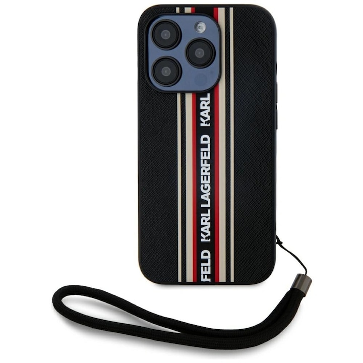 Telefontok, Karl Lagerfeld, iPhone 15 Pro készülékhez, 6.1", Fekete / Piros