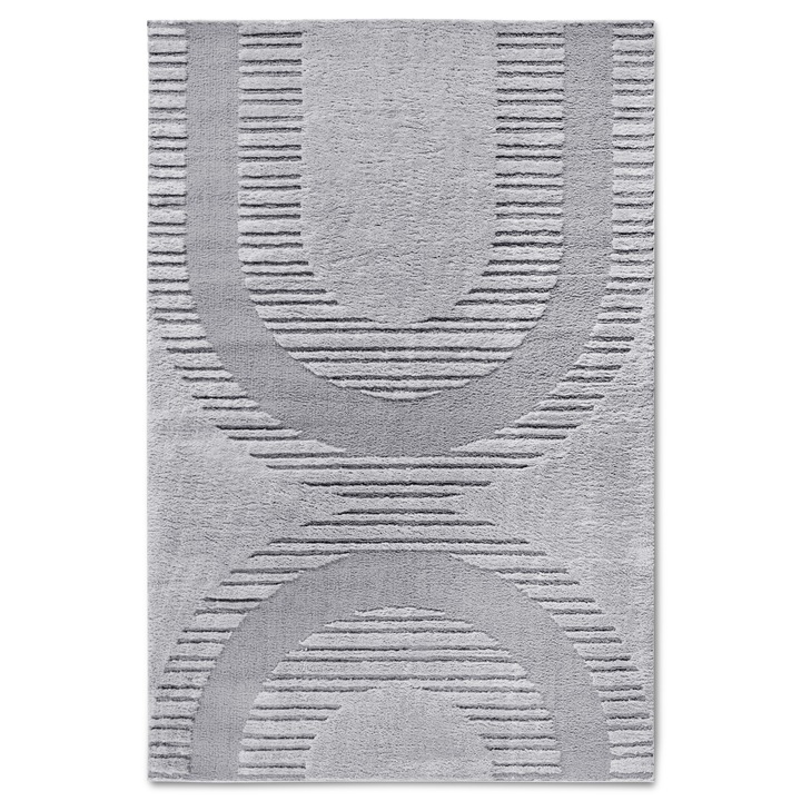 Covor geometric modern Elle Decoration, 18mm, gri deschis, 80x120cm