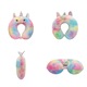 Perna de Calatorie U-Shape cu Spuma cu Memorie, Model Unicorn, Curcubeu