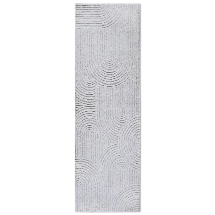 Covor modern geometric ELLE Decoration Chappe crem alb, 18mm, 80x240cm