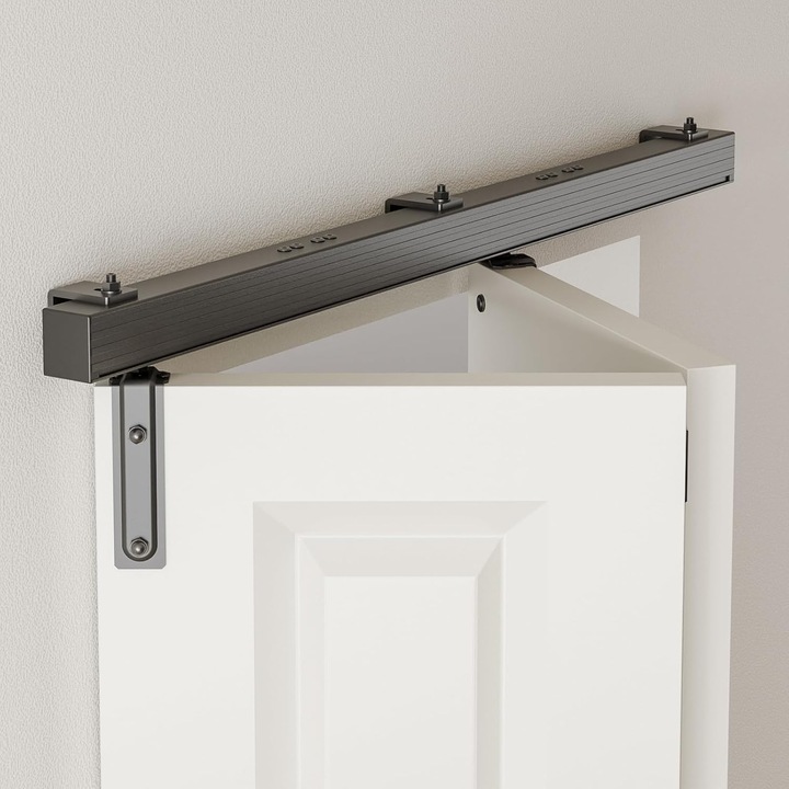 Sistem de oprire pentru usi glisante, 91 cm, 2 usi, design modern, capacitate 150 kg, negru