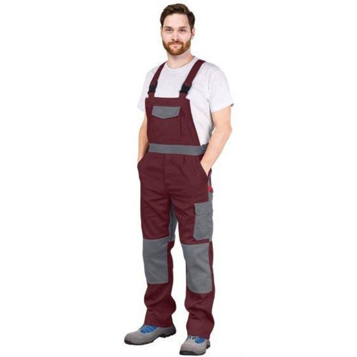 Salopeta de protectie din bumbac 100% BOMULL Reis 58 Grena / Rosu inchis