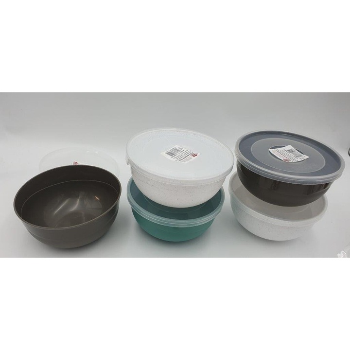 Set boluri plastic 0,7 l cu capac, Jagiello, 5 bucati