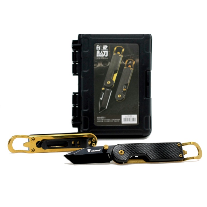 Cutit pliabil HX OUTDOORS ZD-095, otel inoxidabil, 15,2cm, cu deschizator de sticle, clip de prindere