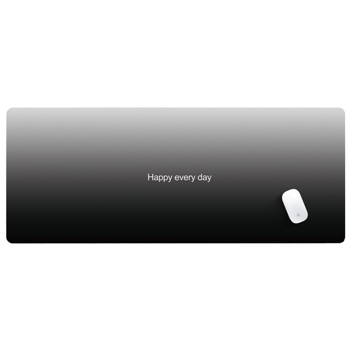 Голям гумиран мауспад, AYSTOAYS®, Противоплъзгаща основа, Шити ръбове, миещ се, За гейминг, Офис, 900 x 400 X 3 мм, Черно/Бяло