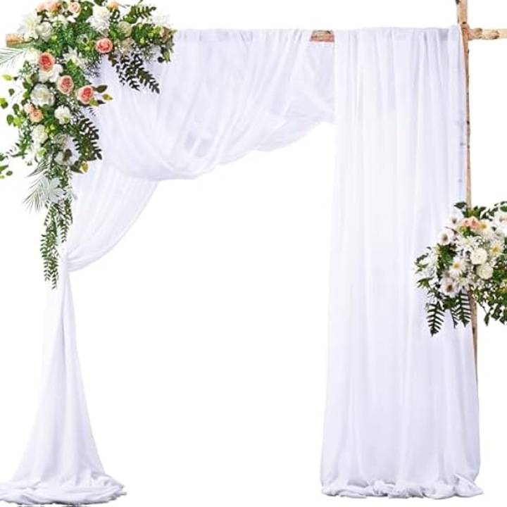 Tesatura voal alba Fokelyi, set 2 bucati, 76x6m, poliester, pentru decoratiuni nunti si evenimente