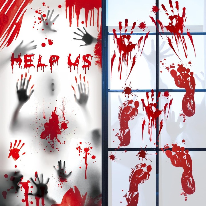 Set 126 Tatuaje Temporare Halloween, Motive Stralucitoare, Multicolor