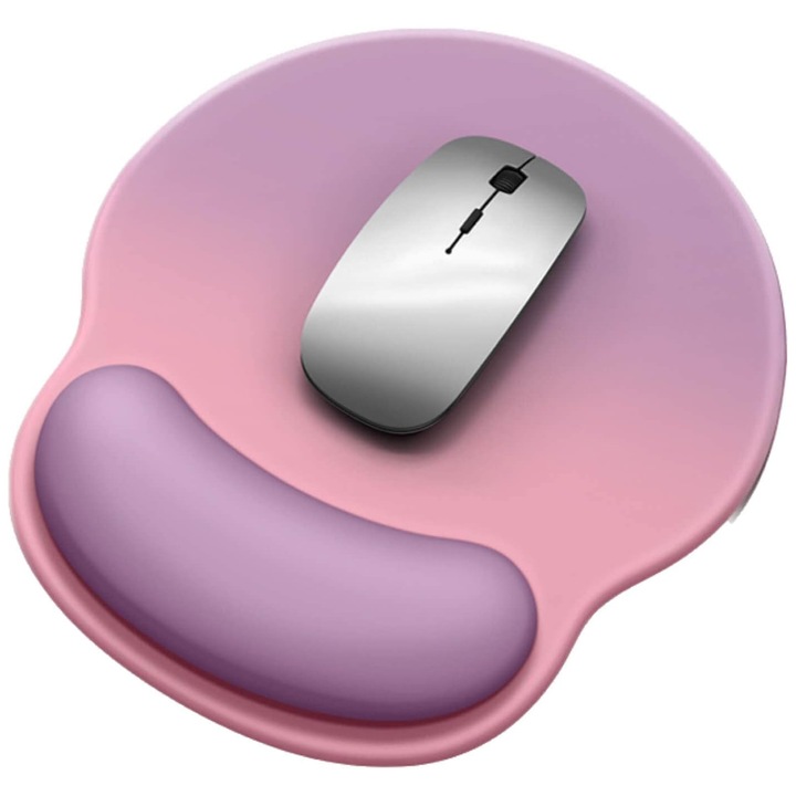 Mousepad AYSTOAYS®, Cu Suport Pentru Incheietura Mainii, suprafata moale si rezistenta,, Ergonomic, Reducerea Oboselii Si Durere In Incheietura Mainii, Pentru Birou, Mov/Roz
