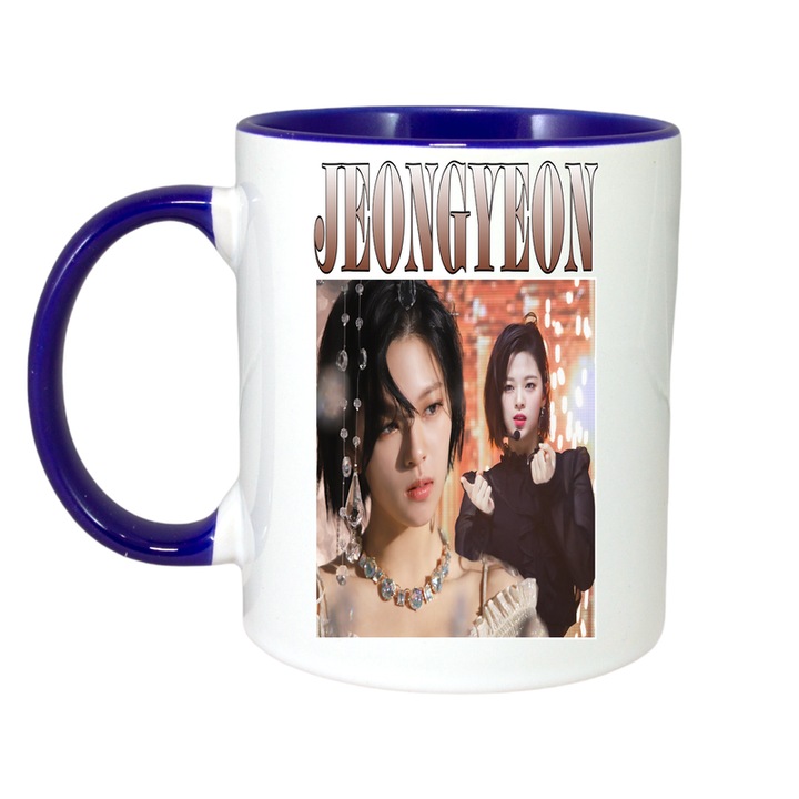 Cana cu formatia/trupa J-HOPE, Cri-Flo, Ceramica, 330ml, Maner si interior Albastru