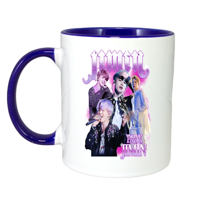 Cana cu formatia/trupa JIMIN PARK JIMIN, Cri-Flo, Ceramica, 330ml, Maner si interior Albastru