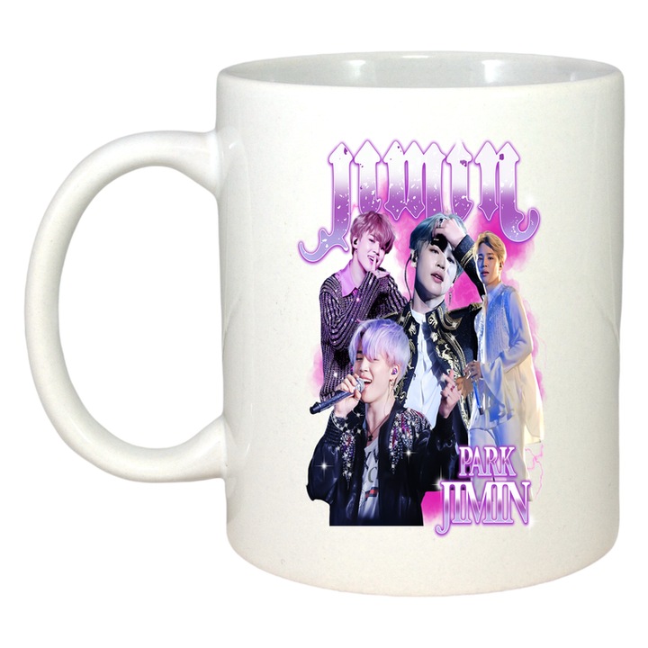 Cana cu formatia/trupa JIMIN PARK JIMIN, Cri-Flo, Ceramica, 330ml, Maner si interior Alb