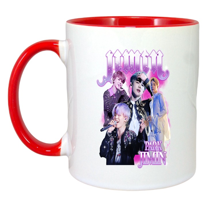 Cana cu formatia/trupa JIMIN PARK JIMIN, Cri-Flo, Ceramica, 330ml, Maner si interior Rosu