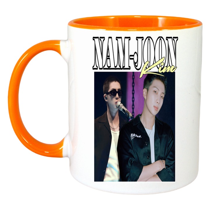 Cana cu formatia/trupa NAM-JOON, Cri-Flo, Ceramica, 330ml, Maner si interior Portocaliu