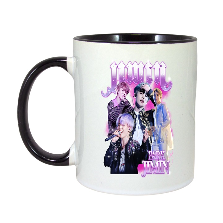 Cana cu formatia/trupa JIMIN PARK JIMIN, Cri-Flo, Ceramica, 330ml, Maner si interior Negru
