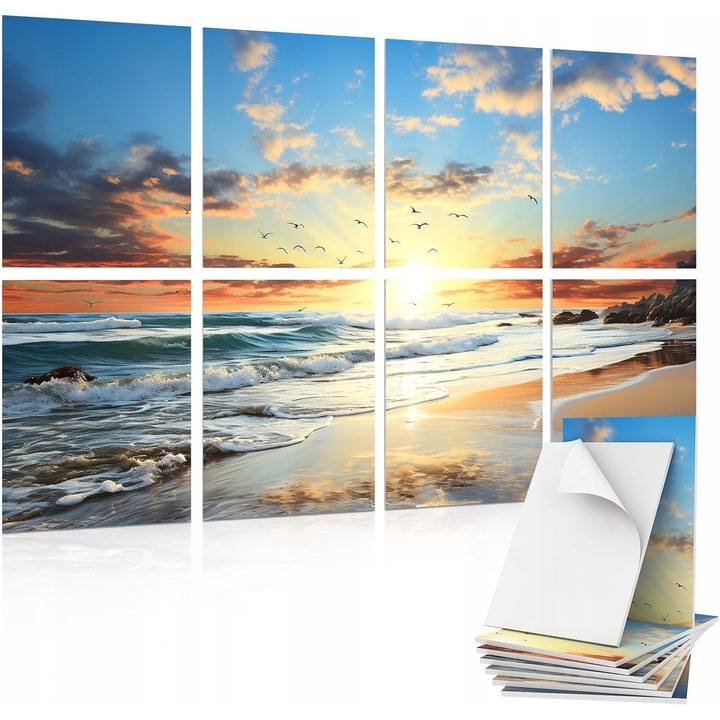 Set 8 panouri acustice autoadezive, Luka, 30x40cm, design grafic, reducere zgomot