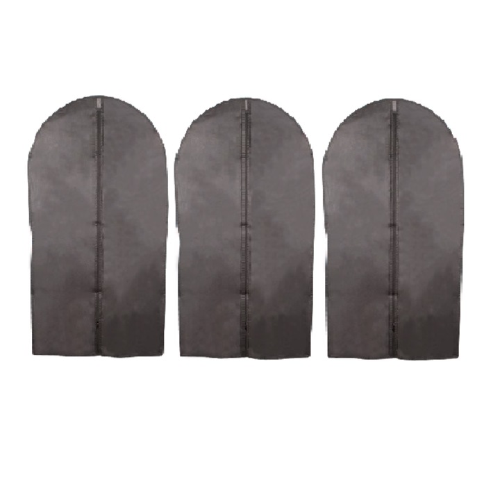 Set 3 Husa protectie haine cu gaura pentru umeras si inchidere fermoar, 60 x 90 cm