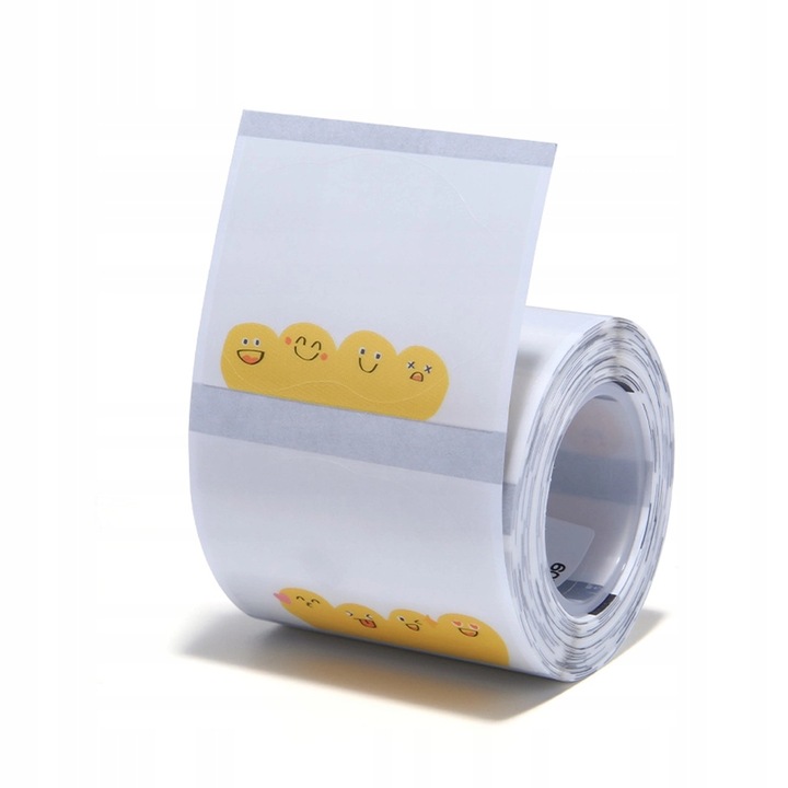 Etichete autoadezive NIIMBOT Edibazzar 41x31mm transparente, rezistente la apa, set 220 bucati, cu fete zambitoare, pentru imprimanta termica, durabile, multifunctionale, ideale organizare birou, casa, magazin, personalizare, coduri bare