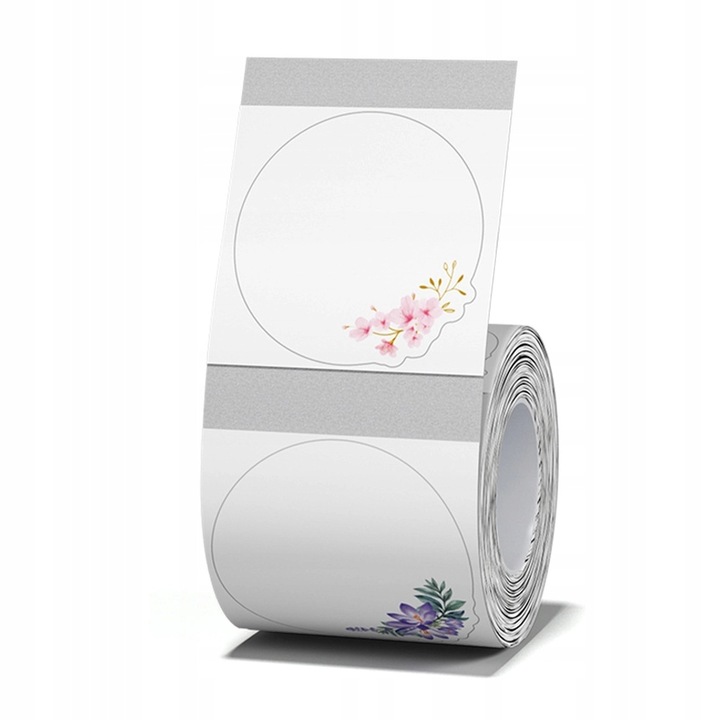 Etichete Autoadezive Edibazzar Rotunde 41mm, Transparente cu Motiv Floral Elegant, Set 220 Bucati, Autocolante Premium pentru Imprimanta Termica Niimbot B21, Niimbot B3S, Niimbot B1 - Ideale pentru Organizare, Decorare, Personalizare