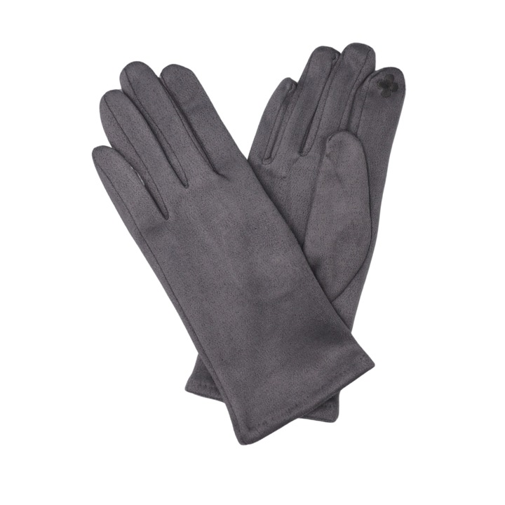 Дамски ръкавици за тъчскрийн, Onore, памук, еластан и полиестер, универсални, едноцветен модел, Сив, One-Size