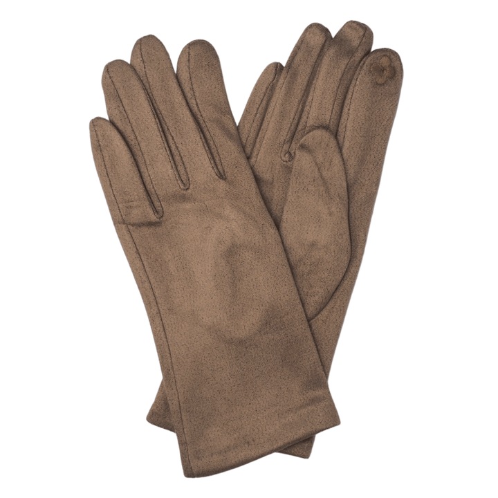 Manusi femei cu touchscreen, Onore, bumbac, elastan si poliester, universala, model uni, Maro, One-Size