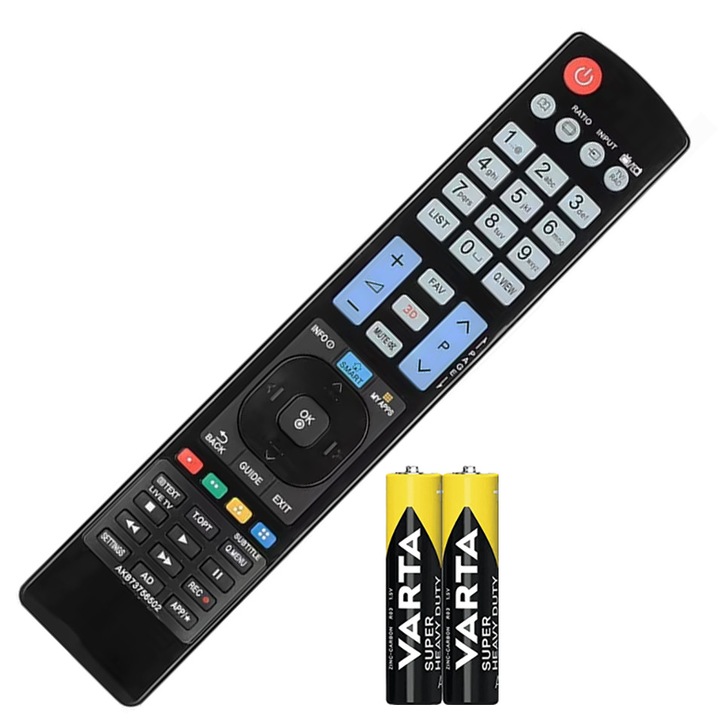 Telecomanda KNTECH®, compatibila LG Smart, AKB73756502, butoane dedicate 3D, My apps, Smart, neagra, baterii incluse