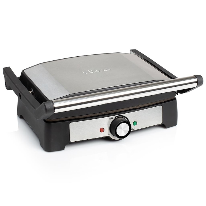 Gratar electric Tristar Contact Grill PD-8916, 1500 W, otel inoxidabil/negru