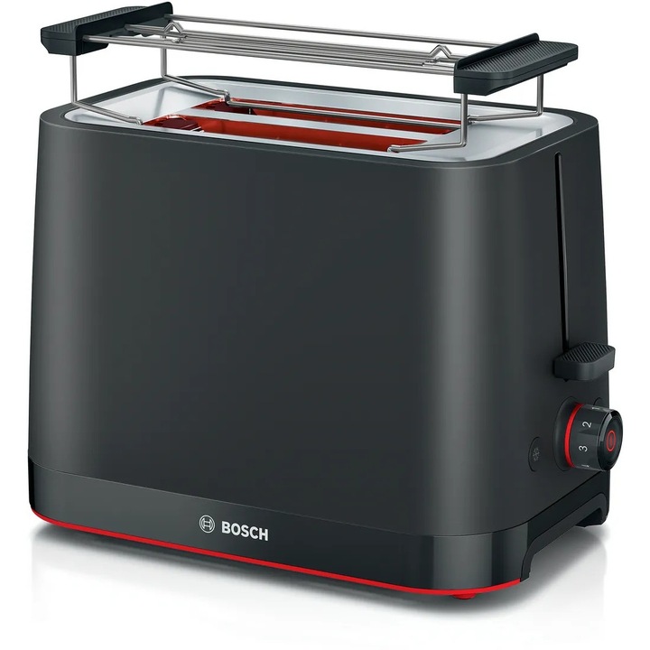 Prajitor de paine, Bosch, TAT3M123 MyMoment, 950 W, 2 sloturi, plastic, negru