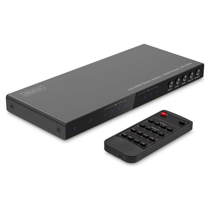 Switch KVM, Luka, DIGITUS 4X2 HDMI MATRIX SWITCH/MULTI-VIEWER, 4K/30HZ, negru