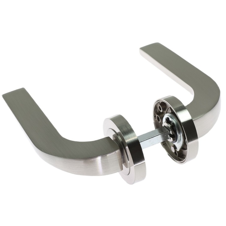 Maner cu rozeta rotunda pentru usa interior, Gato Altiva BB K RR55, zamac, satin nichel, 130 x 55 mm