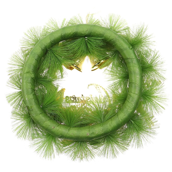 Coronita Craciun, verde + auriu, 40 cm, SYHHA-0322082
